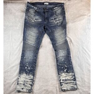 Blue Cult Jeans Mens 38 (Fits 38.5x30.5) Blue Straight Slim Bleached Rock City